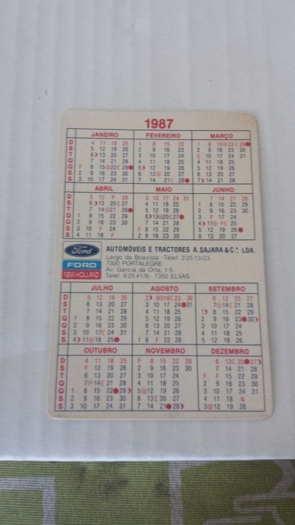 Calendários de bolso