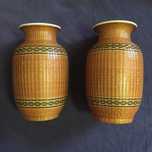Par jarras porcelana China antigas revestidas a bambu lacado