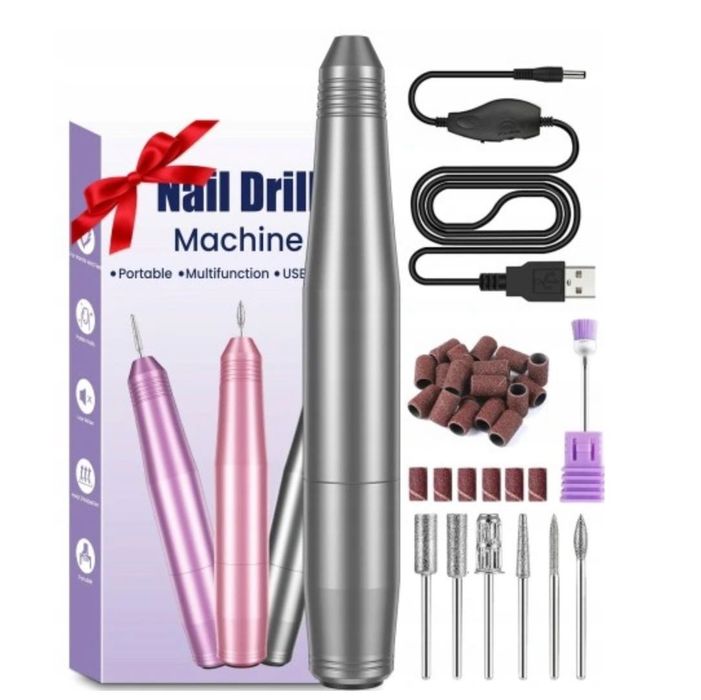 Elektryczna frezarka do paznokci 20000 obr./min zestaw z 6 wiertłami
