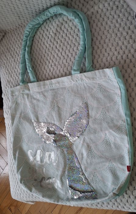 Miętowa torba plażowa z syreną home and you Mermaid