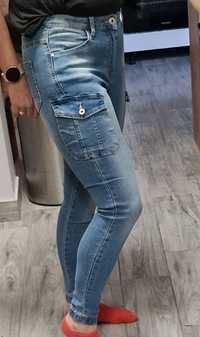 Spodnie jeans jeansowe bojówki 36 S