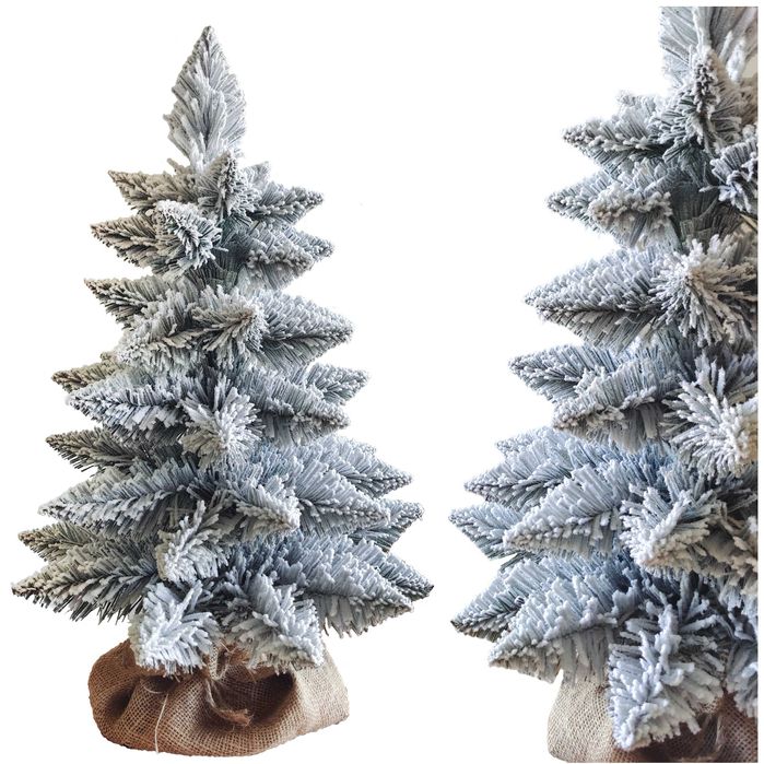 Choinka sztuczna SOSNA OŚNIEŻONA SNIEŻNA 60cm Stojak +Juta naturalna