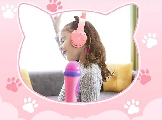 Słuchawki bezprzewodowe bluetooth led locie uszy róż na prezent