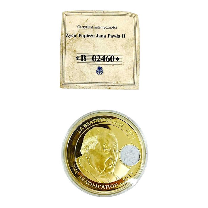 Medal  Beatyfikacja JANA PAWEŁA II - 2011 - Certyfikat NR. 02460