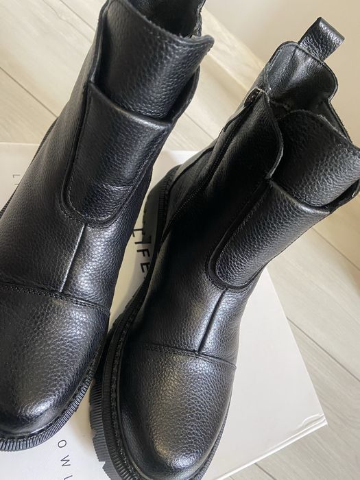 Зимові шкіряні ботинки чоботи шкіра Шкіряні сапоги челсі 38 р