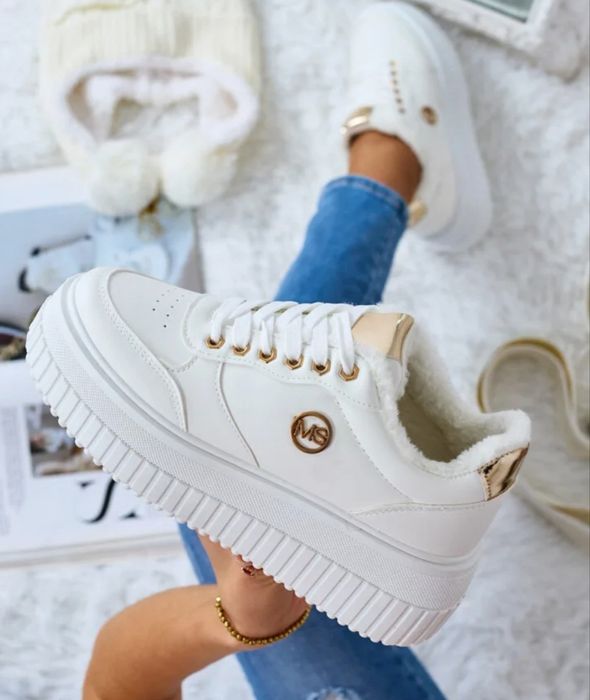 Sneakersy ocieplane białe