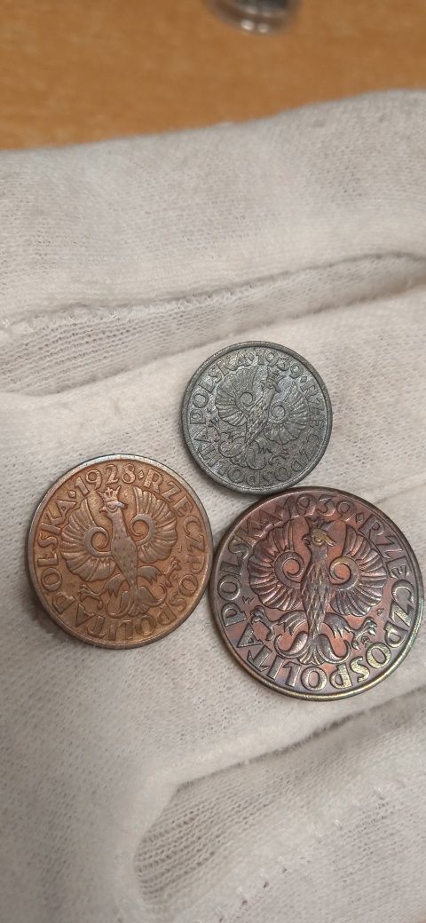 2RP 5 zł 1939r GG, zestaw 1,2,5 gr 1939r, 2gr 1928r,5 gr39r,50gr 1923