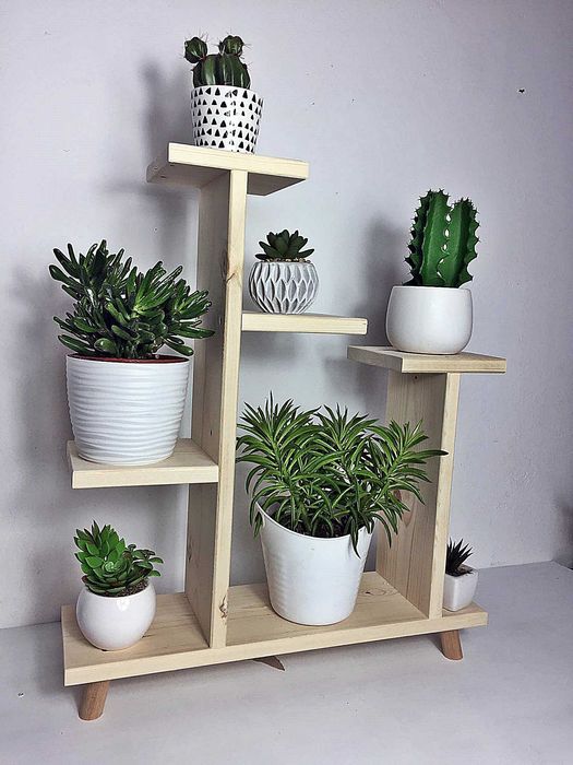 DREWNIANA duża półka, kwietnik, stojak, 60cm