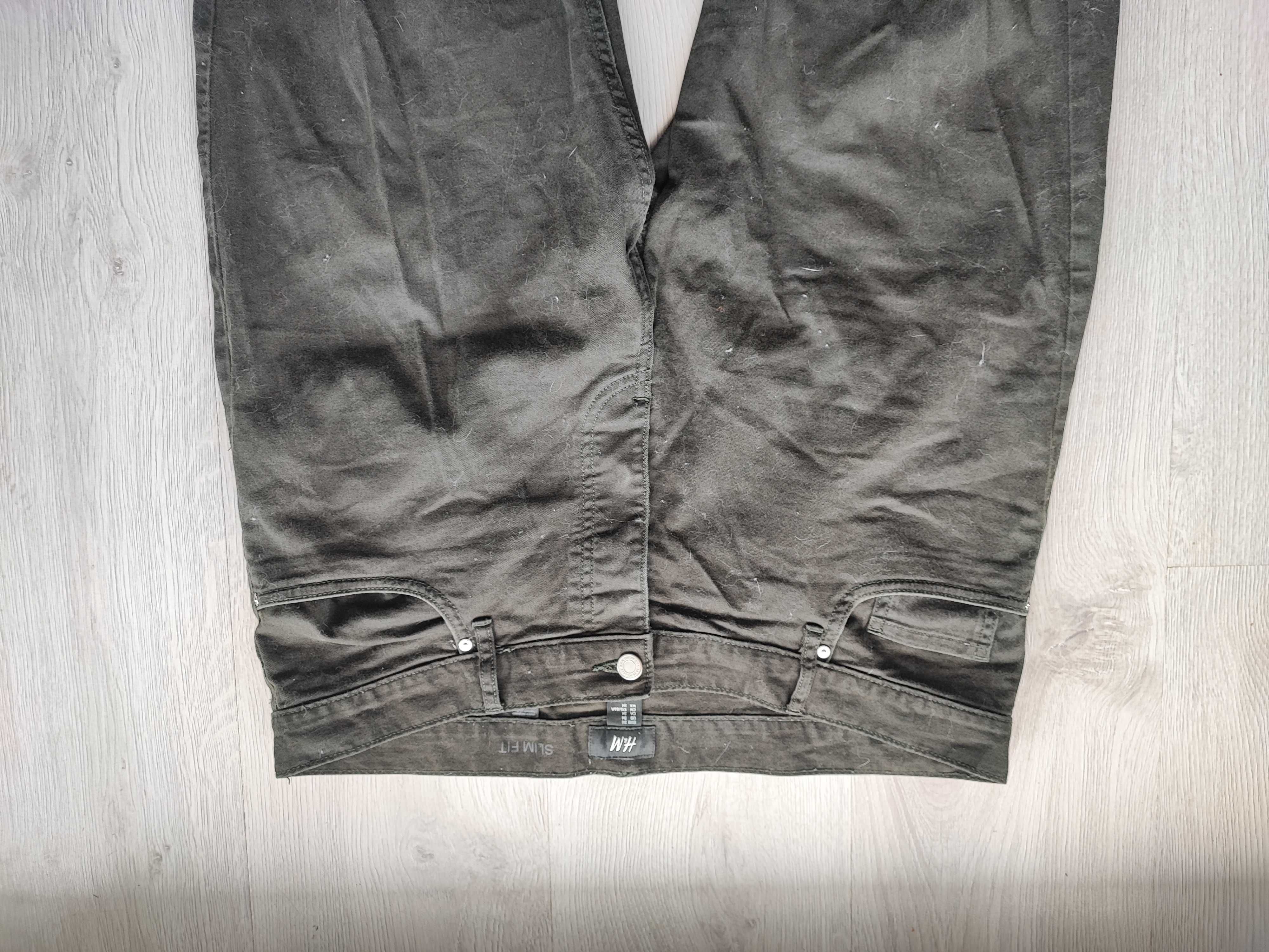 Czarne proste spodnie H&M rozmiar 34 L 98% bawełna % elastan