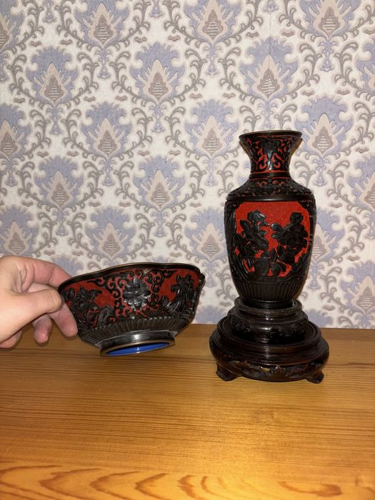Miska i wazon z chinskiej laki