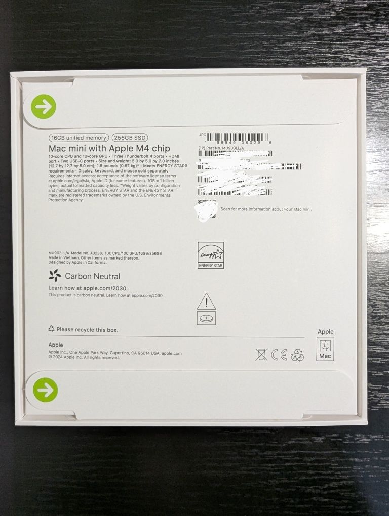 Apple Mac Mini M4 16/256GB (MU9D3), Запакований, В наявності