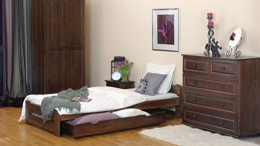 Meble Magnat łóżko drewniane sosnowe Niwa 160x200 kolor dąb