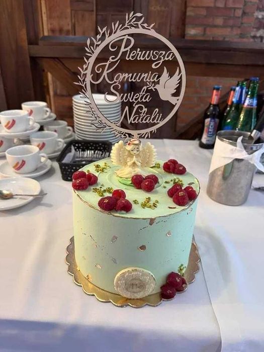 Komunijny Topper na Tort Pierwsza Komubia Święta + imię