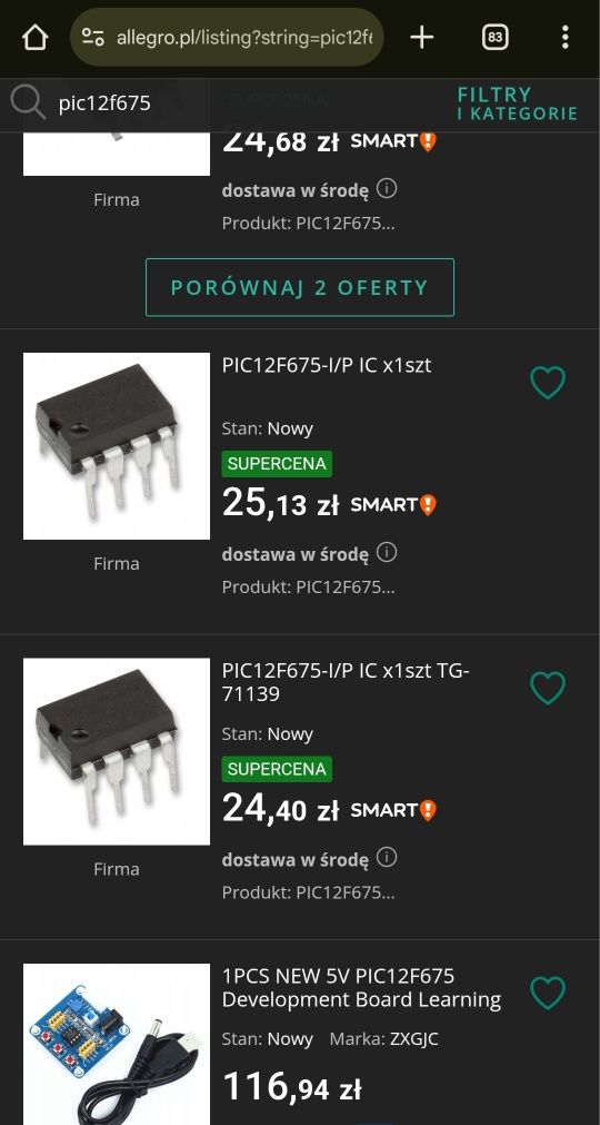 dwie gry PONG na upong 12f675, retro, diy