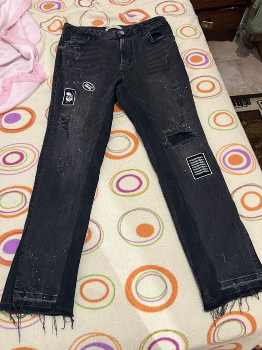 Flared jeans preta zara