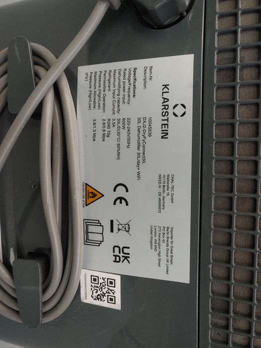 Осушувач повітря Klarstein DryFy Connect 30л (10045539)