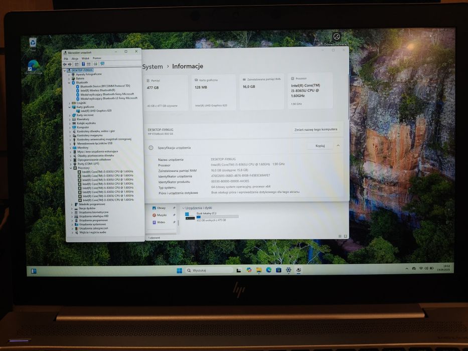 Idealny Laptop 15,6" i5-8365u, HP Elitebook, 16 GB,SSD,Win 11,USDT