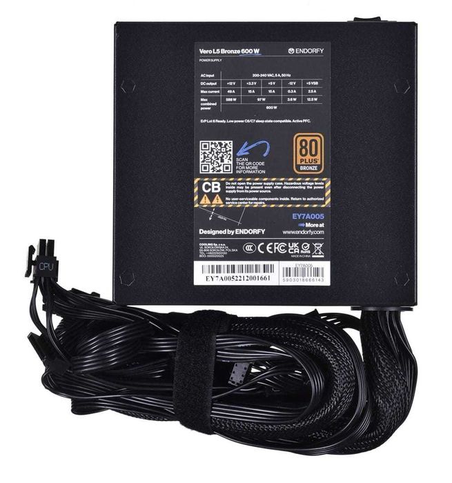 NOWY!! Zasilacz ENDORFY Vero L5 600W 80 Plus Bronze gwarancja 36 mcy