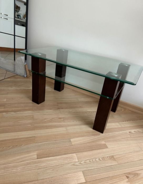 Stolik szklany metalowy