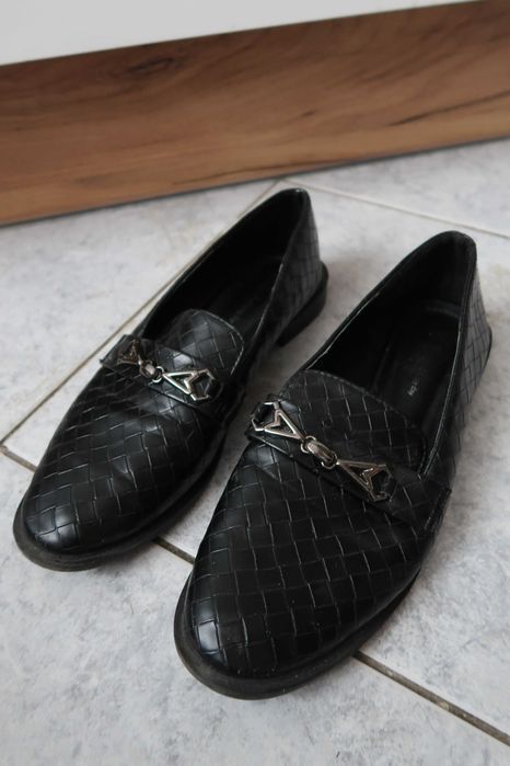 CCC lofersy czarne skórzane mokasyny buty żeglarskie