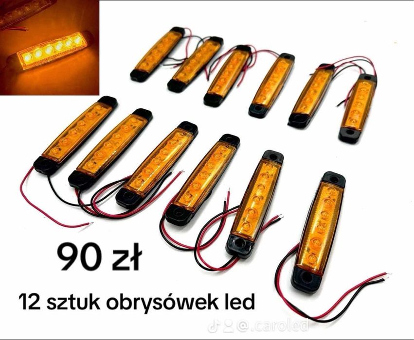 Obrysowe lampy pomarańczowe led 12 sztuk 9cm 12-24V