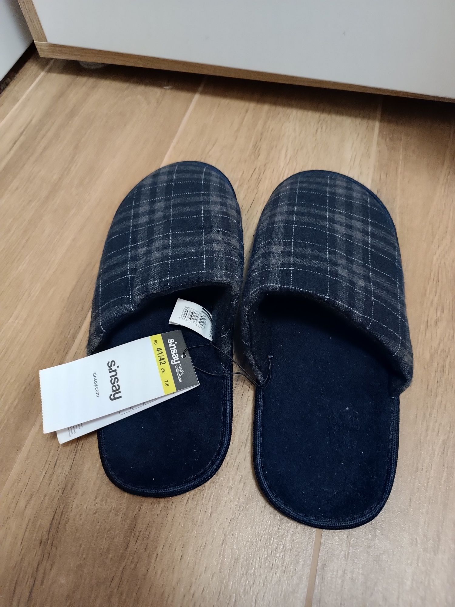 Kapcie męskie w kratkę 41/42