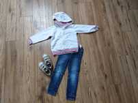 Biała bluza 104 Baby Gap tęczowe paski z kapturem