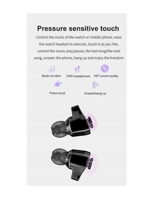 Smartwatch GT66 z bezprzewodowymi słuchawkami Połączenie ttst1310