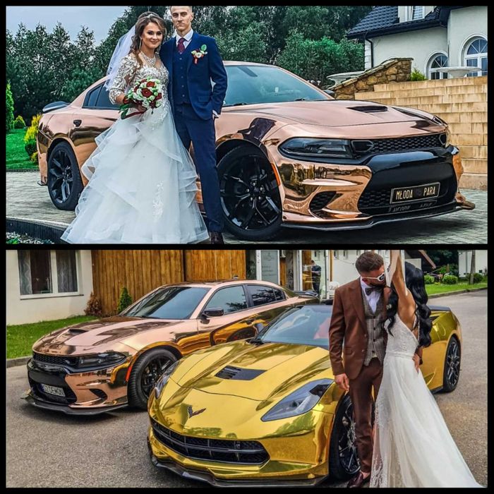 Wypożyczalnia, Wynajem Samochod do ślubu Złoty Mustang Audi Maserati