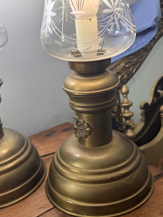 Vintage par candeeiros mesa latao dourado