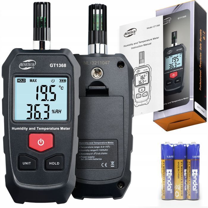 Termohigrometr Wilgotnościomierz Miernik Wilgotności Temperatury LCD