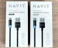 Магнитный кабель для зарядки телефона Havit Type-C/MicroUSB. Ток 2А