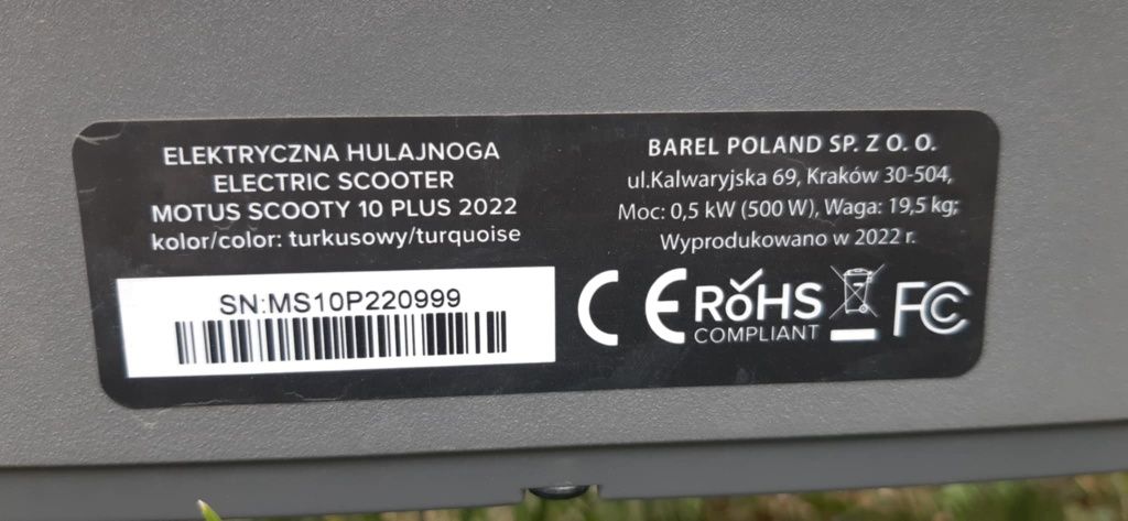 Hulajnoga elektryczna Motus Scooty 10 PLUS 2022