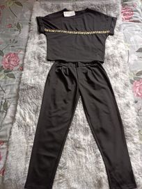 Nowy czarny komplet dresowy bluza spodnie damskie rozmiar 40