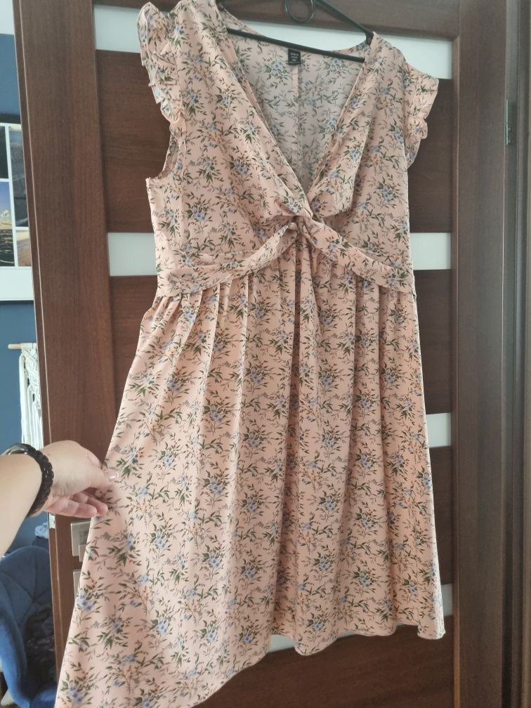 Sukienka kwiaty nowa 3xl brzoskwiniowa wiosna lato boho plus size