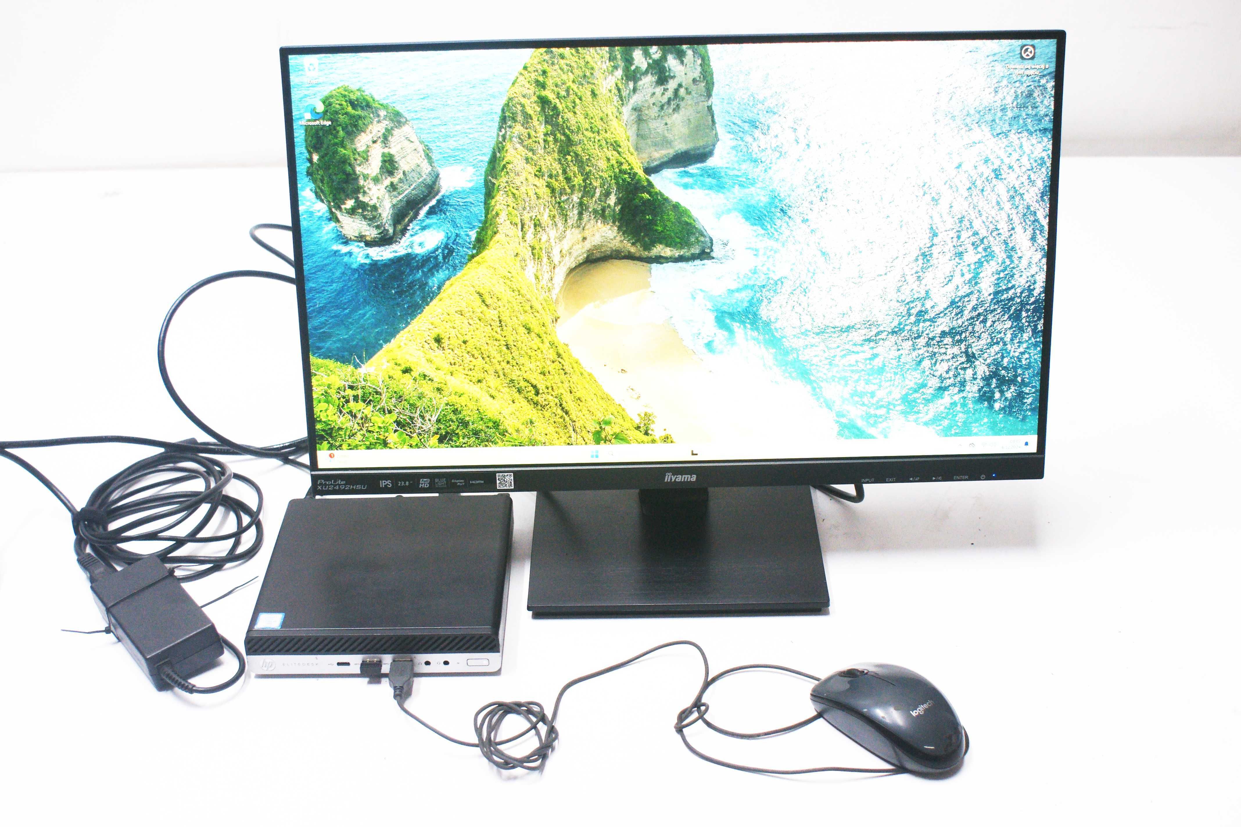 Komputer HP Elitedesk 800 G5 Windows 11 + Monitor IIYAMA XU2492HSU 24'