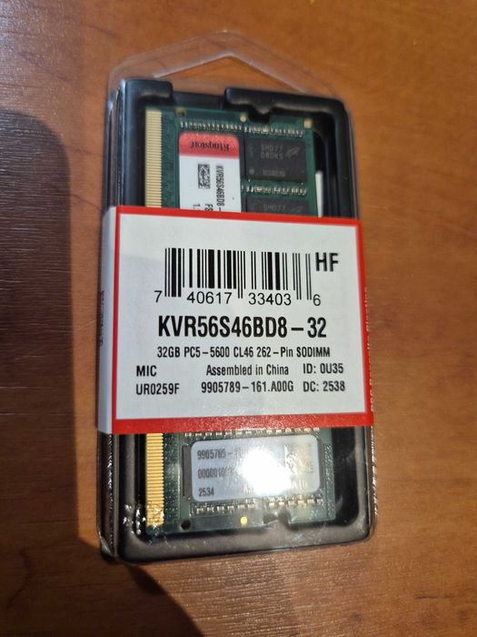 Pamięć 32 GB DDR5 5600 Kingston do laptopa