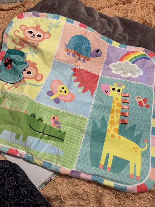 Тактильний двосторонній плюшевий розвиваючий килимок