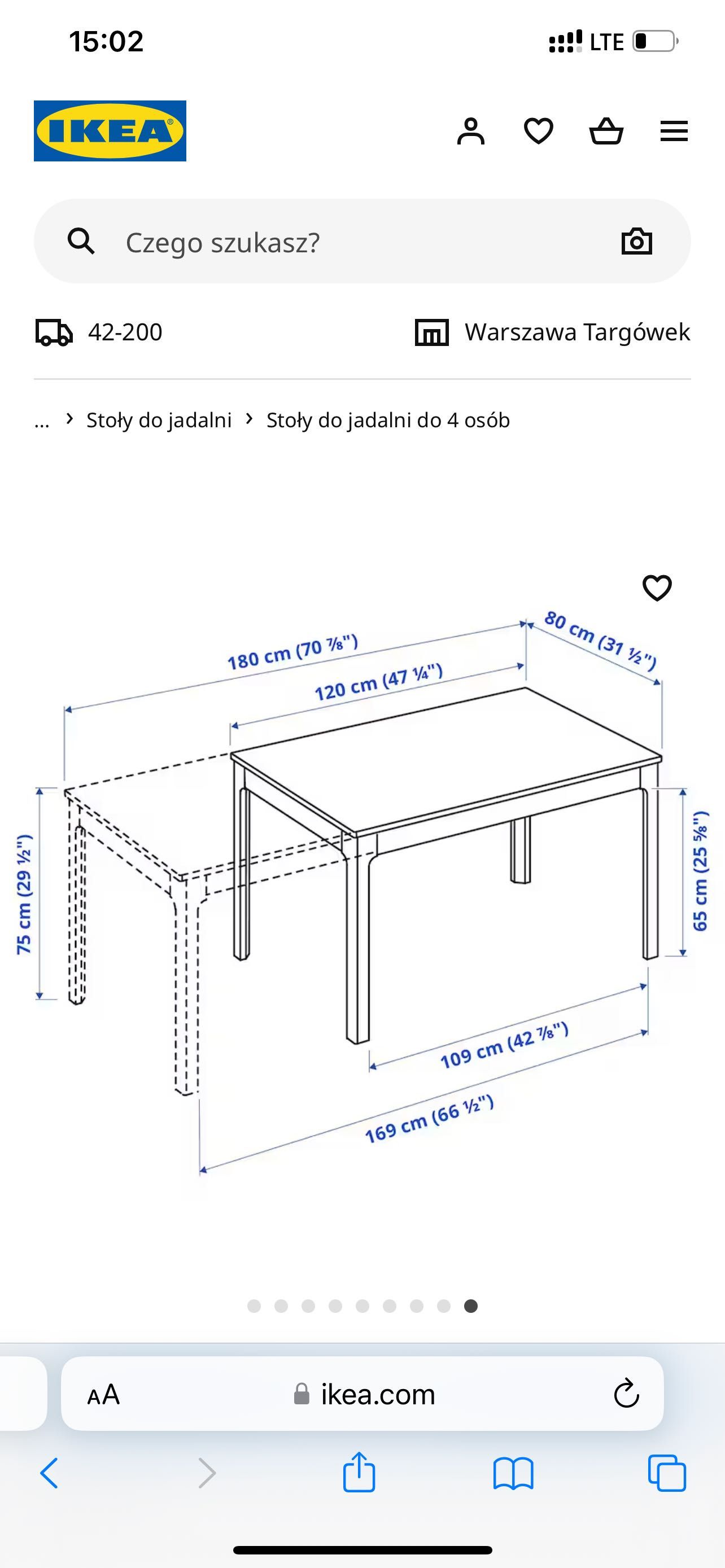 Stół rozkładany IKEA EKEDALEN 120 lub 180cm x80cm