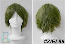 Zielona krótka trawiasta peruka męska z grzywką cosplay wig Ikoma