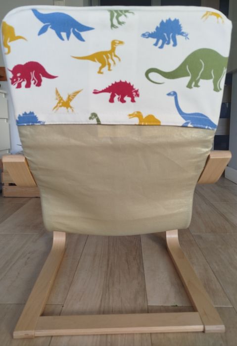 Dziecięcy fotel Ikea Piany stan idealny z pokrowcem dinozaury