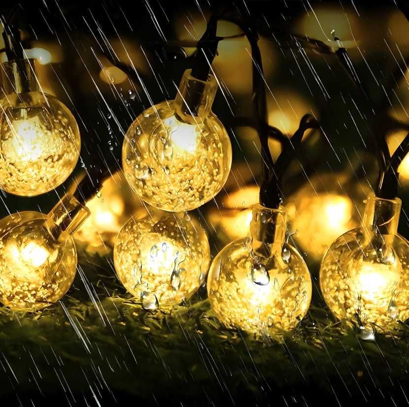 Girlanda solarna LED ogrodowa kuleczki 20 lampek ciepłe światło 4,9m