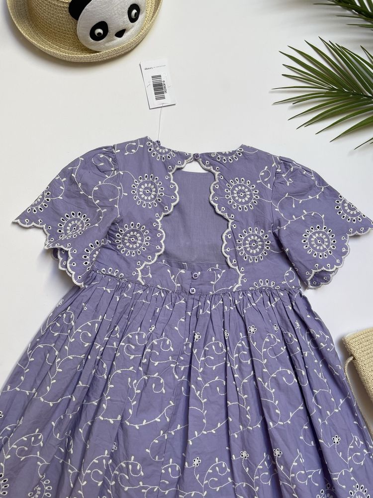 98-104 George Billie Faiers fioletowa bawełniana sukienka haftowana UK