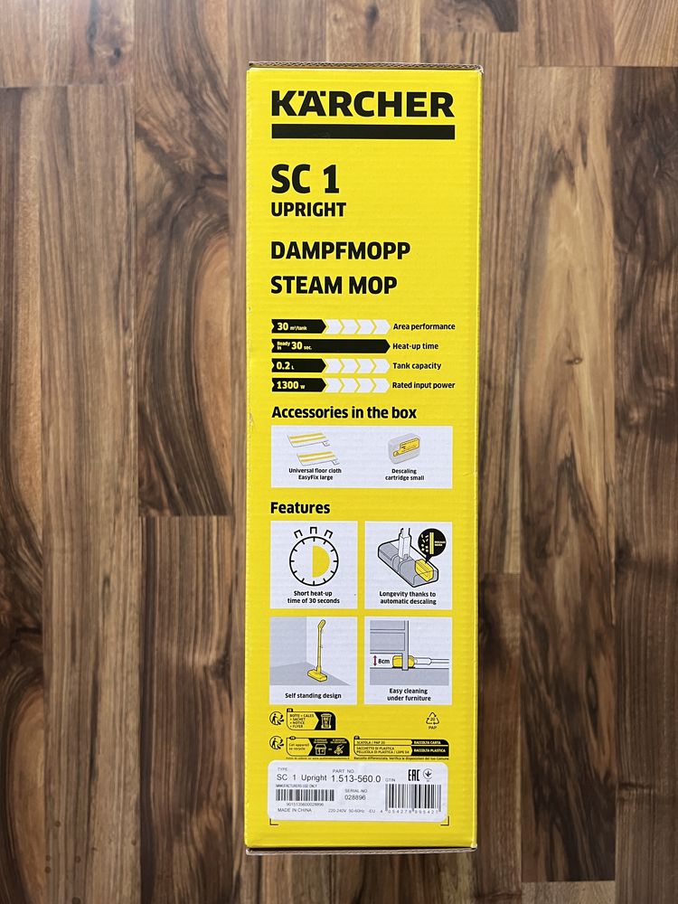 Mop Parowy Karcher + 2 pady z mikrofibry + filtr odkamieniający