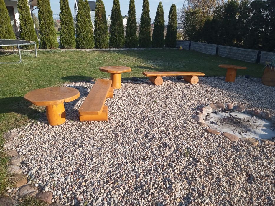 Zestaw ogniskowy ławki stoliki