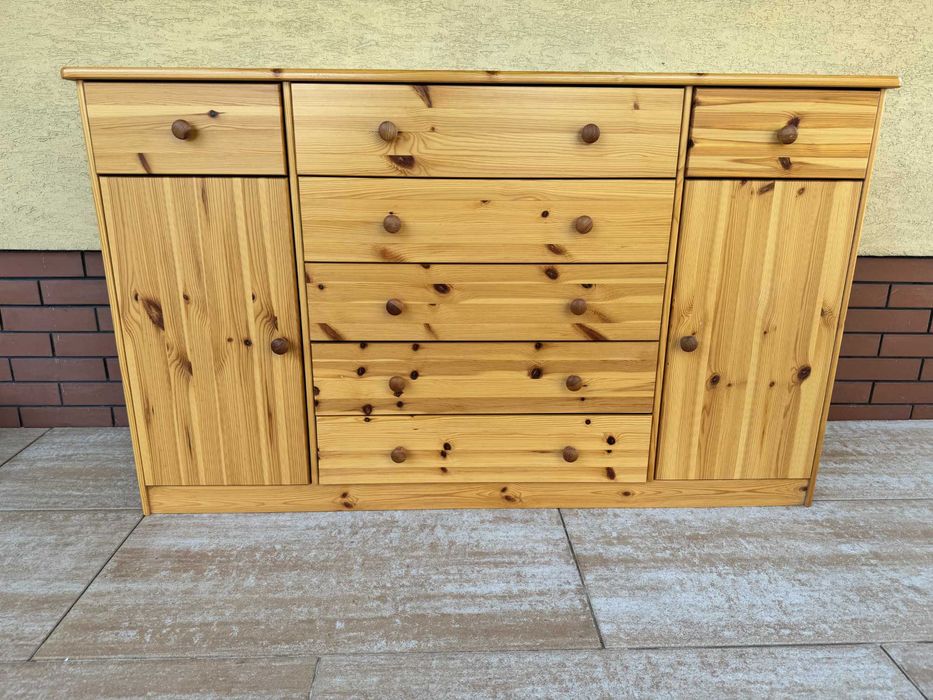 Komoda sosnowa słupek szuflady szafka szafa bieliźniarka regał drewno