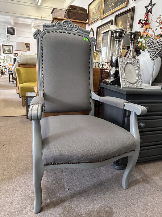 #STARE KINO# Efektowny i solidny fotel ludwikowski SZARY