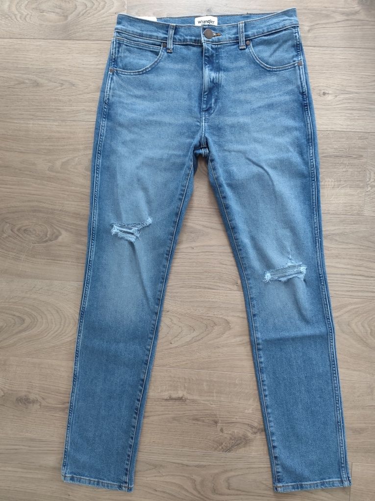 Wrangler Larston 812 slim tapered męskie jeansy dżinsy dziurami 31/34