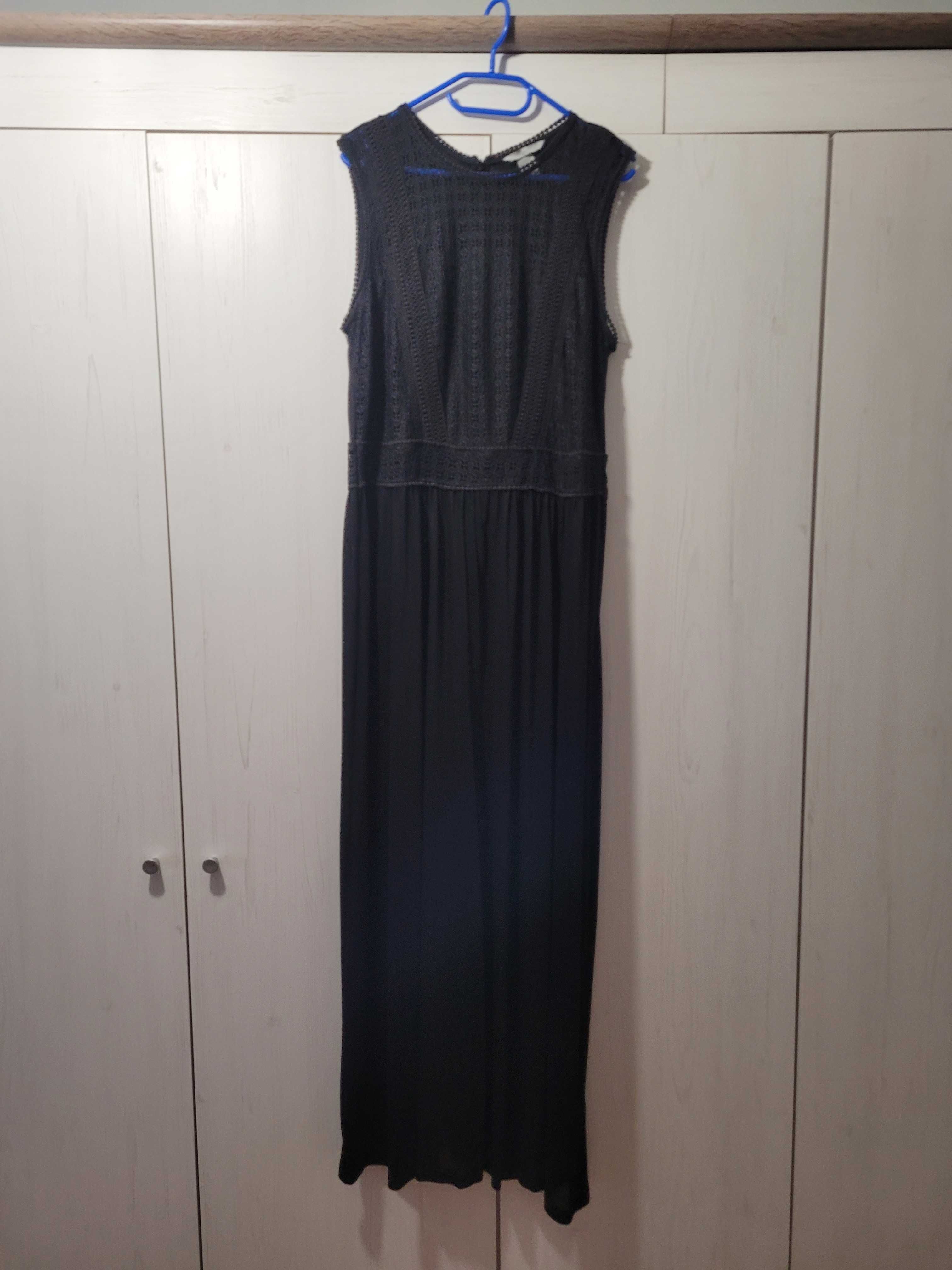 Czarna długa sukienka r. L H&M