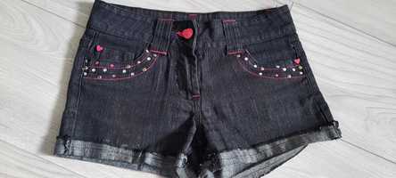 Jeansowe spodenki z brokatem rozm. 134